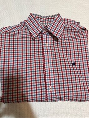 Southern Marsh Red and Blue Checked Button-Down Shirt medium